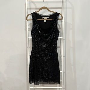 Max Studio Cocktail Dress with Sheer Sequin Overlay - Small